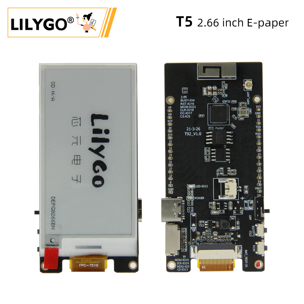 Home Automation Arduino - LILYGO® TTGO T5 2.66-Inch E-Paper display