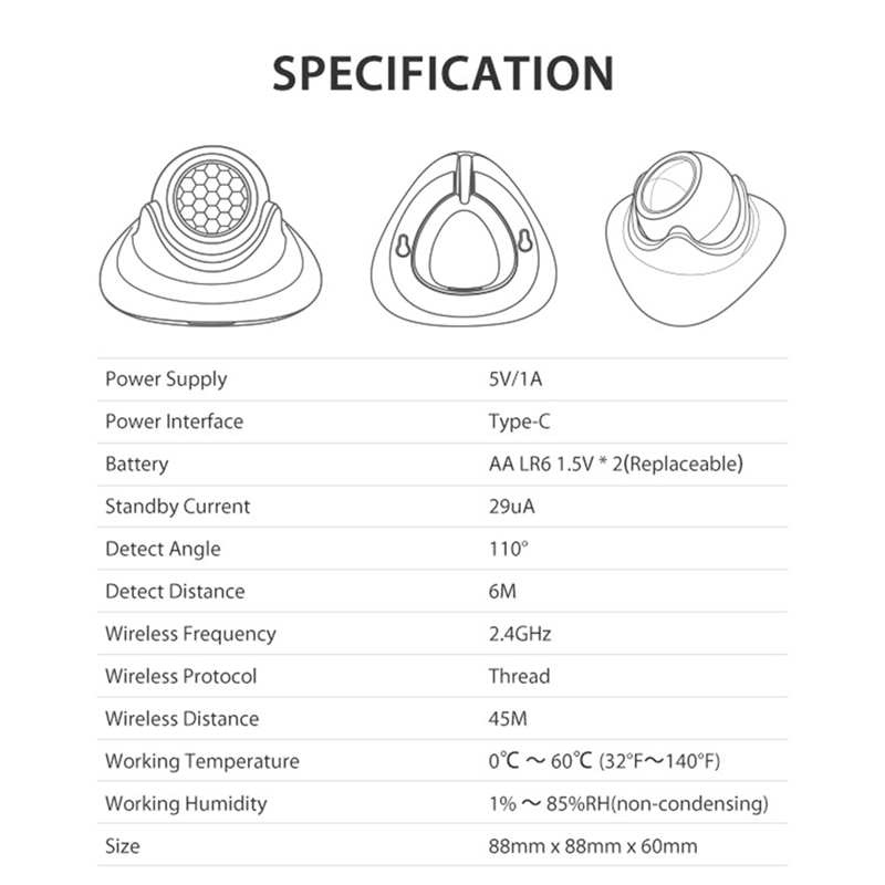 Matter Hub Thread - Sensor de movimento de presença humana