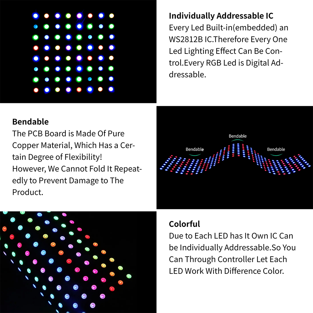 8x8 16x16 8x32 ws2812b com usb - Rgb Led Matrix 8X8 avaliação e preço