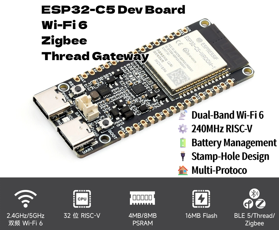 ESP32-C5 placa de desenvolvime - Matter Hub Thread avaliação e preço